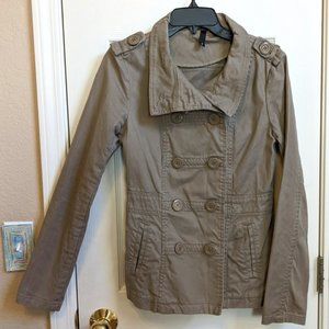 H&M Double Breasted Khaki Field Jacket Utility Jacket